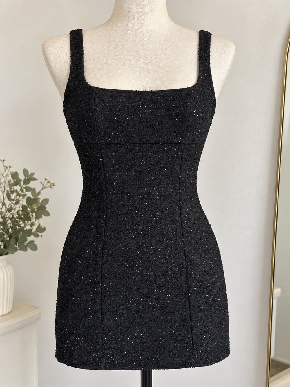 Express Black Sparkle Tweed Mini Dress